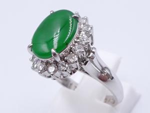 Pt900 翡翠 1.72ct ダイヤ 0.45ct リング 7.5g 他ソ